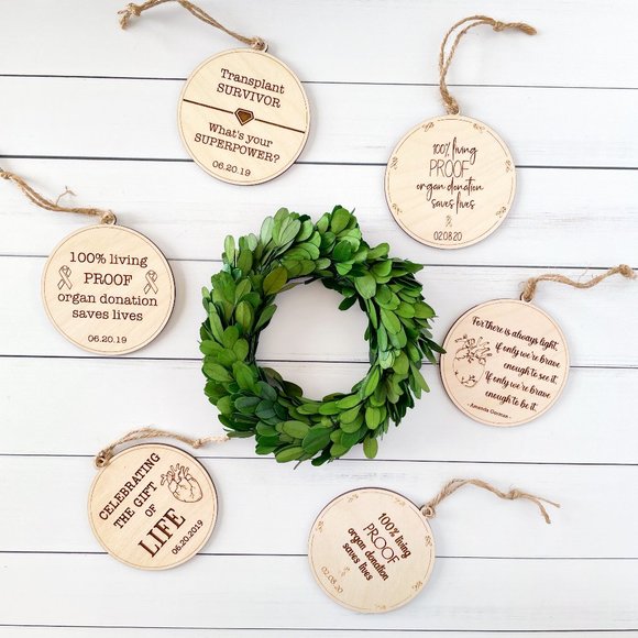 Custom engraved keepsake wood Heart Transplant ornament - Picture 3 of 4